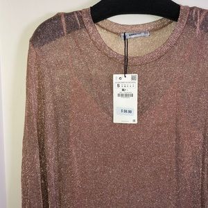 NWT!!!! Zara rose gold sparkly maxi dress